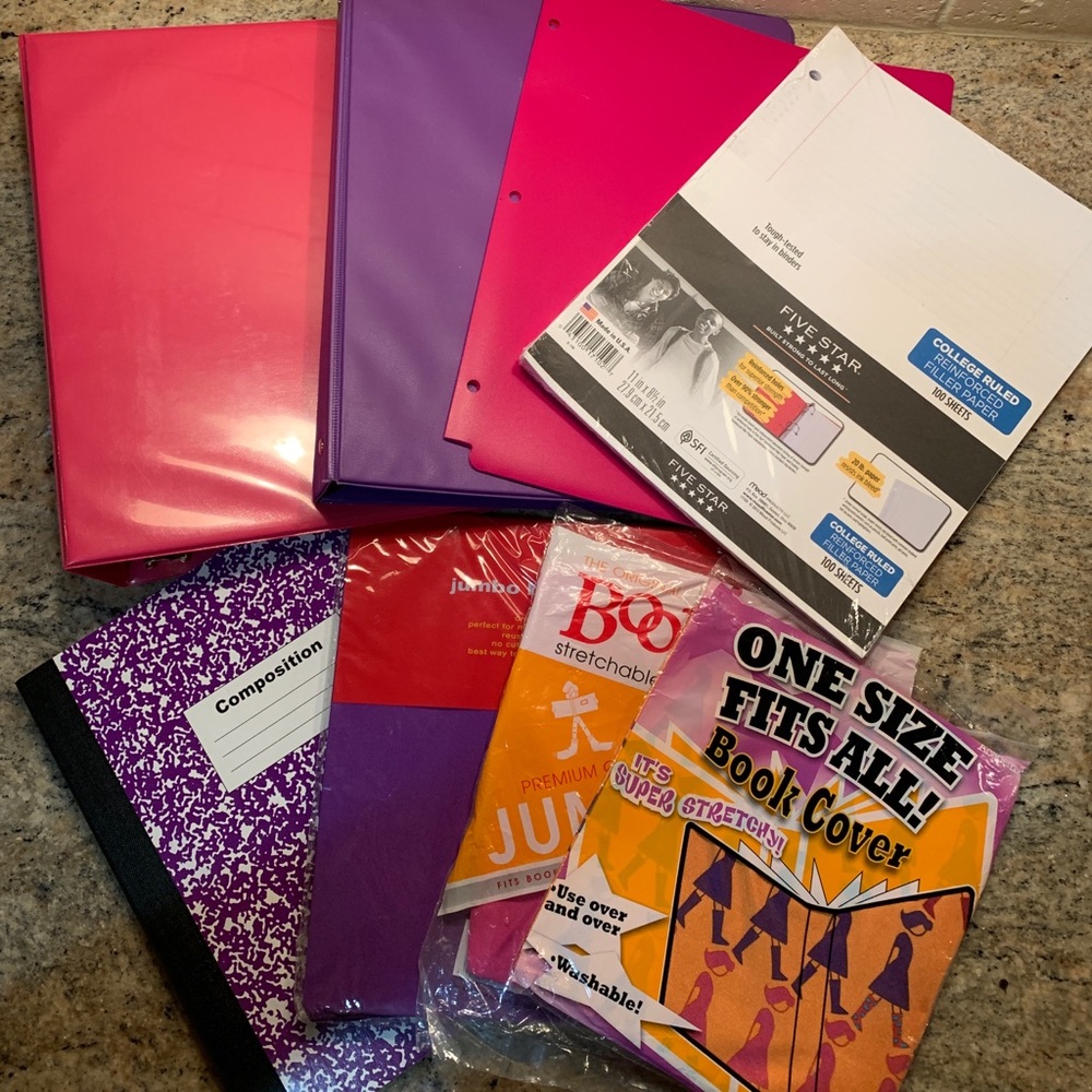 📚2 binders/folder/paper/composition nb/3booksocks
